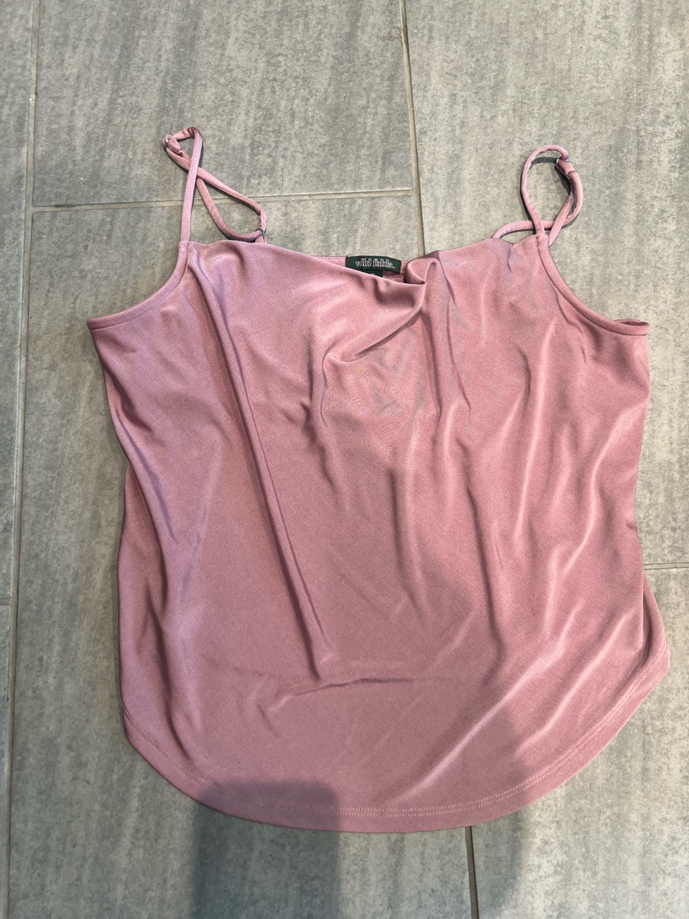 wild fable Rose Pink Satin Slip Cami with Adjustable Straps